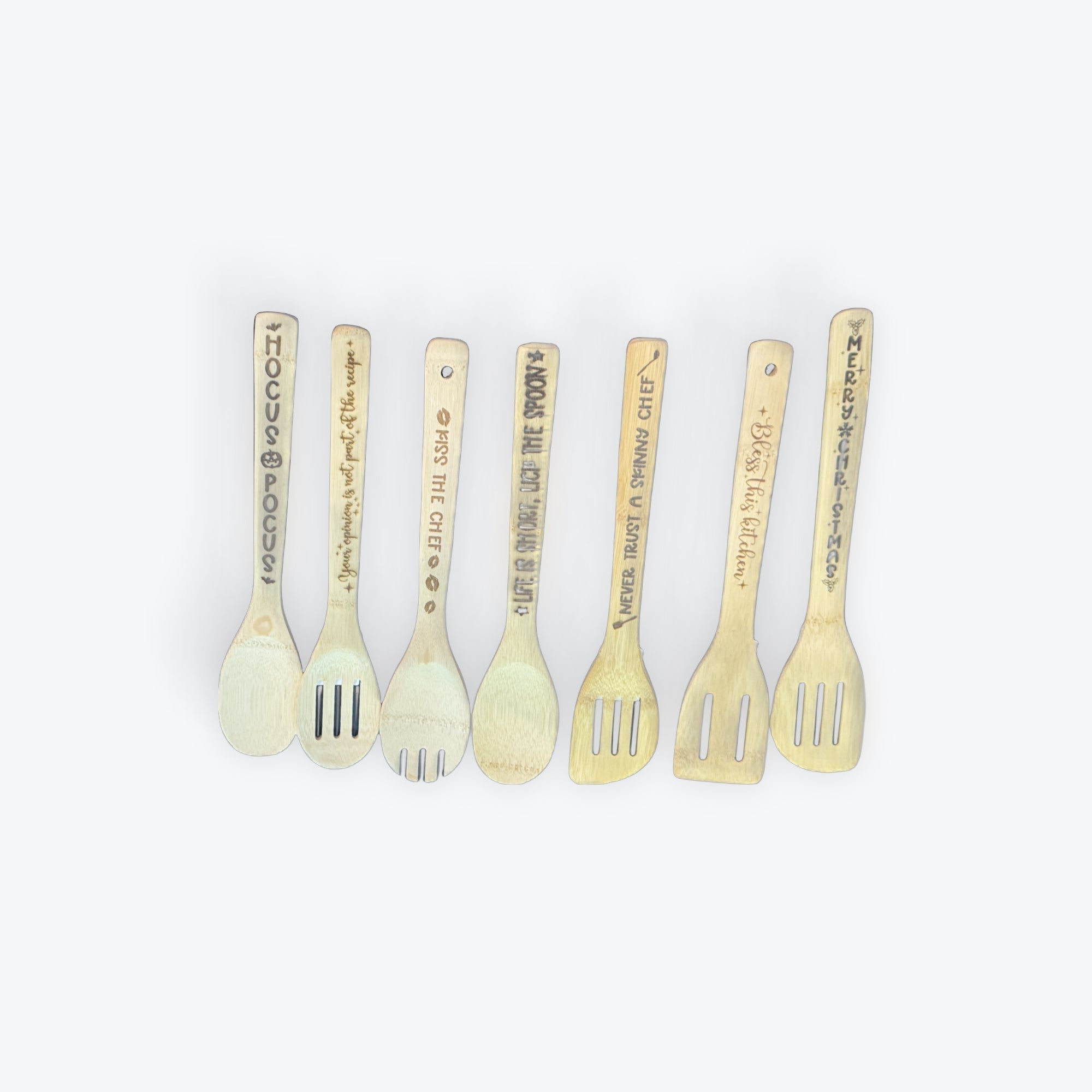 Engraved wooden spoons with cute inscriptions