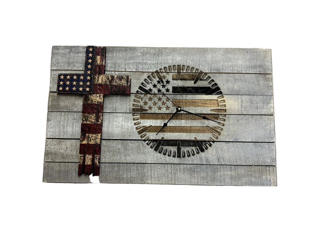 Engraved Flag Clock