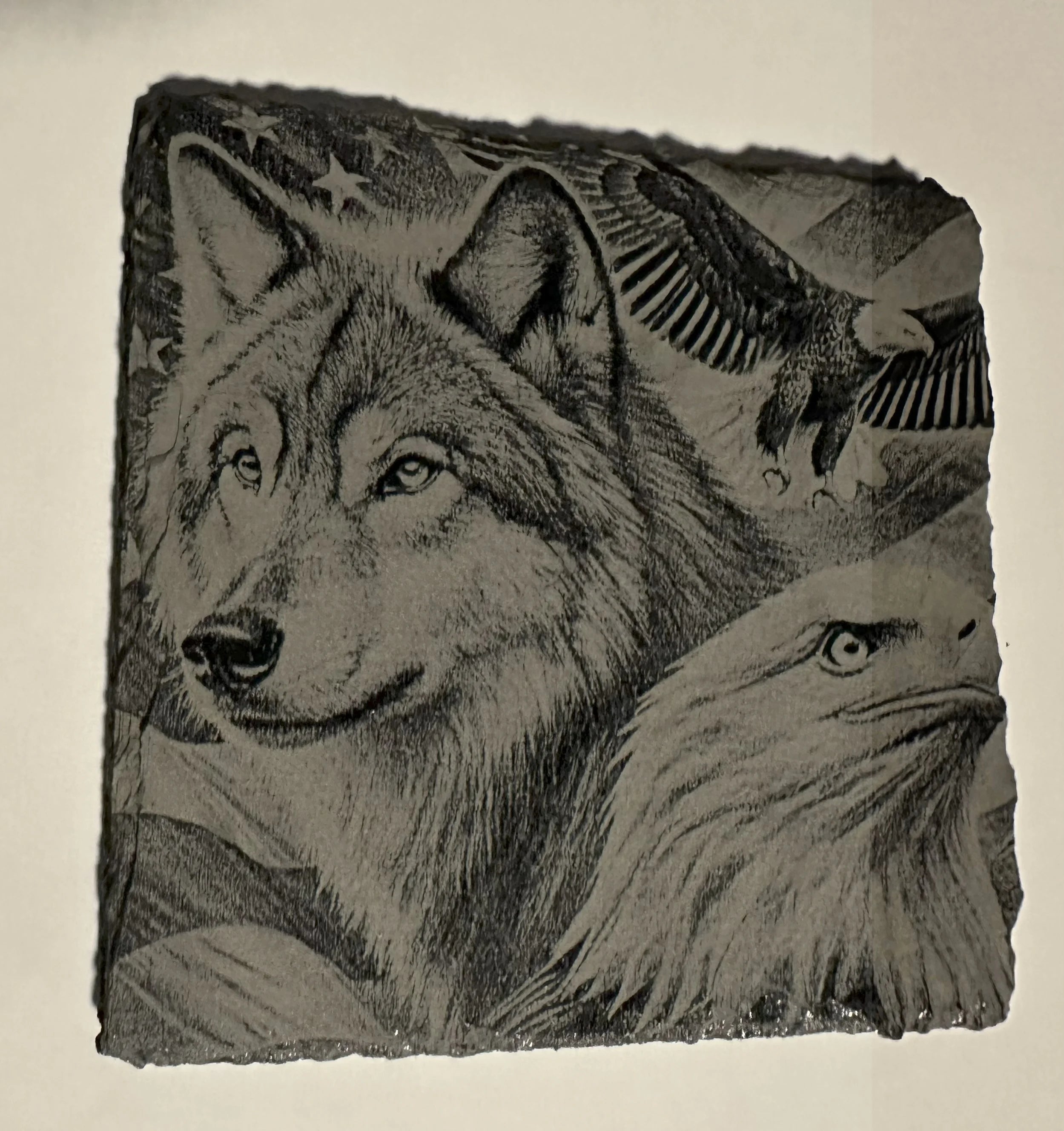 Wolf & Eagle Slate Coasters