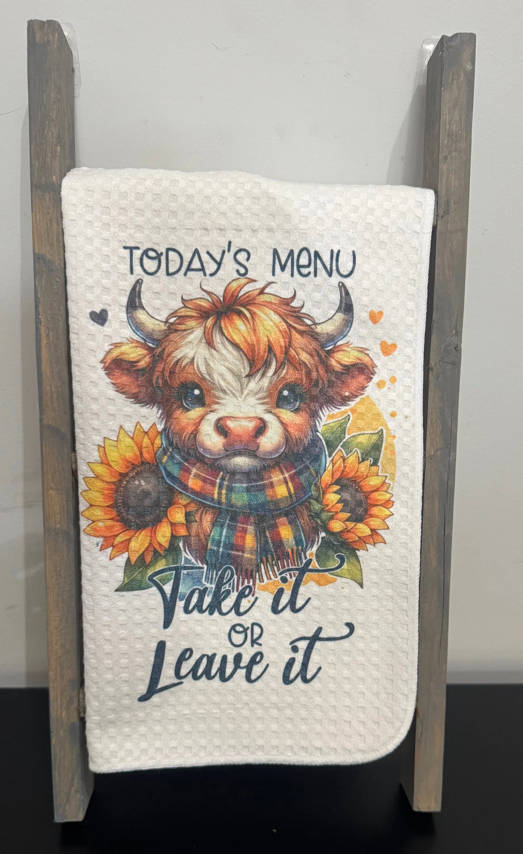Highland Cow Waffle Hand Towel