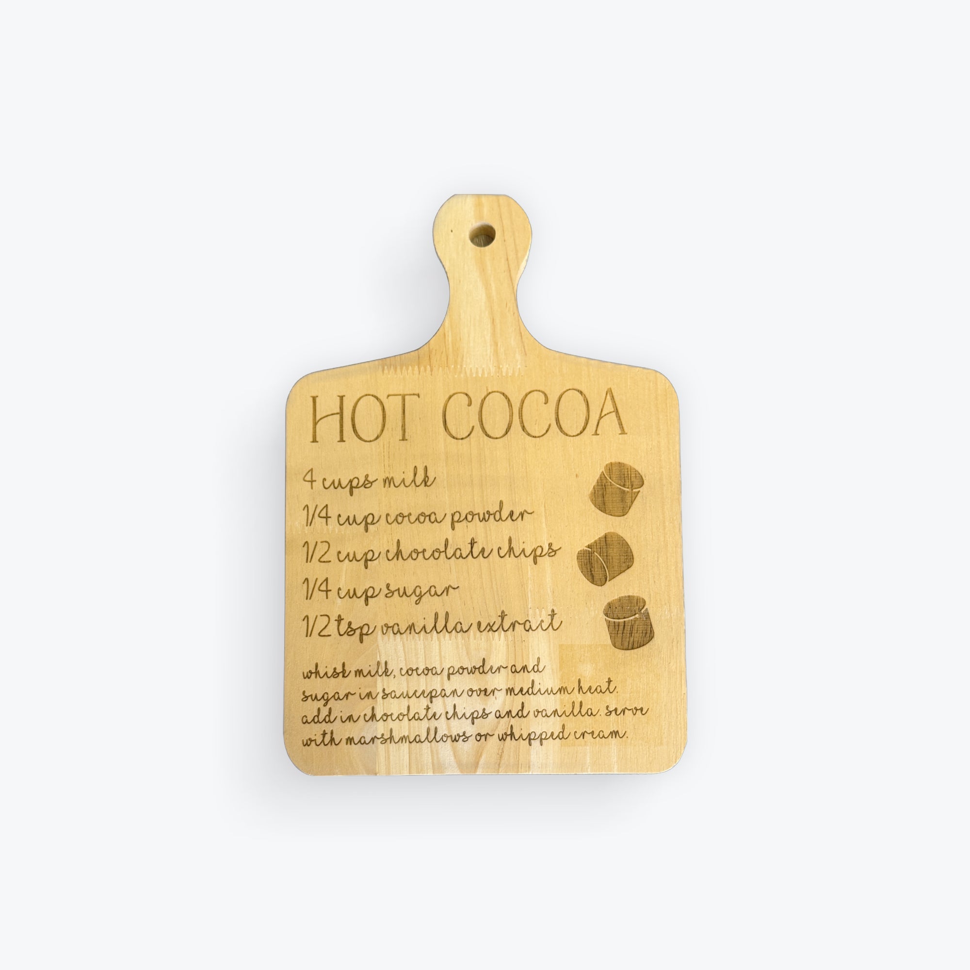 Hot Cocoa Recipe Cutting Board